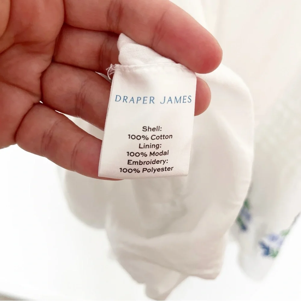 Draper James Embroidered White dress with blue floral Pattern Size Medium - Picture 13 of 14